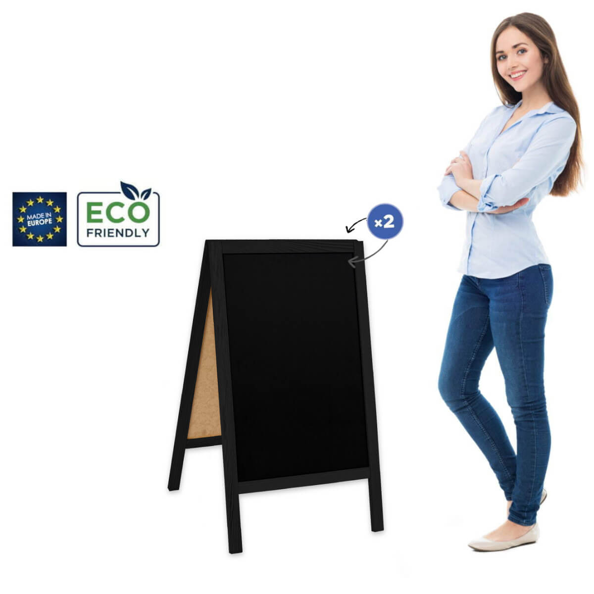 People Stopper Wood Black S (51x90cm)  - de la 100.78 LEI |  PRINTCENTER - Tipar digital, offset, indoor, outdoor