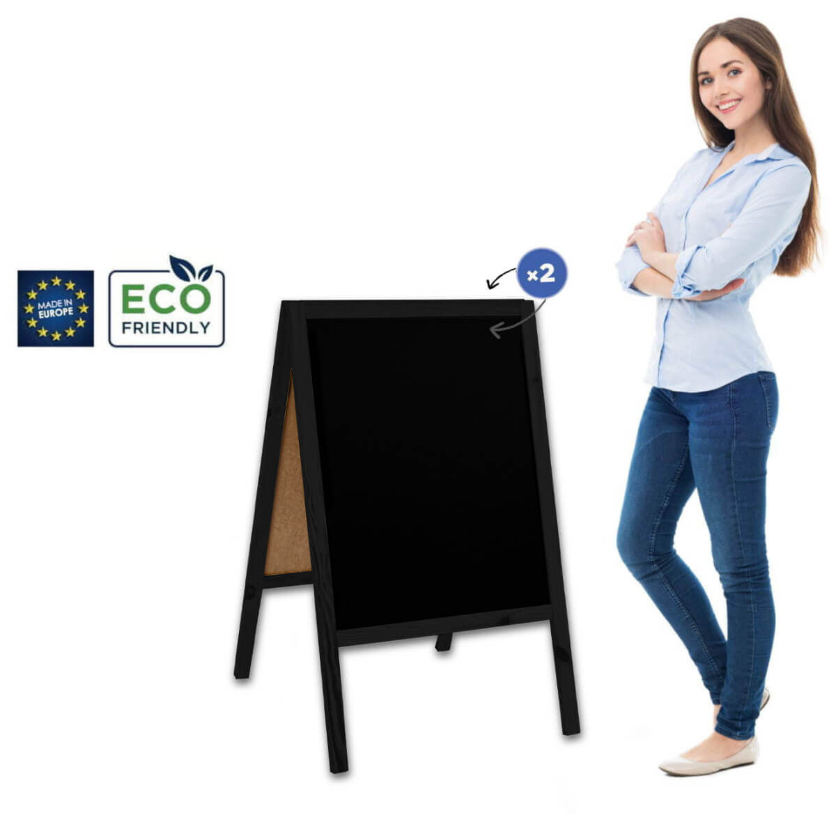 People Stopper Wood Black M (60x100cm) - de la 103.06 LEI |  PRINTCENTER - Tipar digital, offset, indoor, outdoor