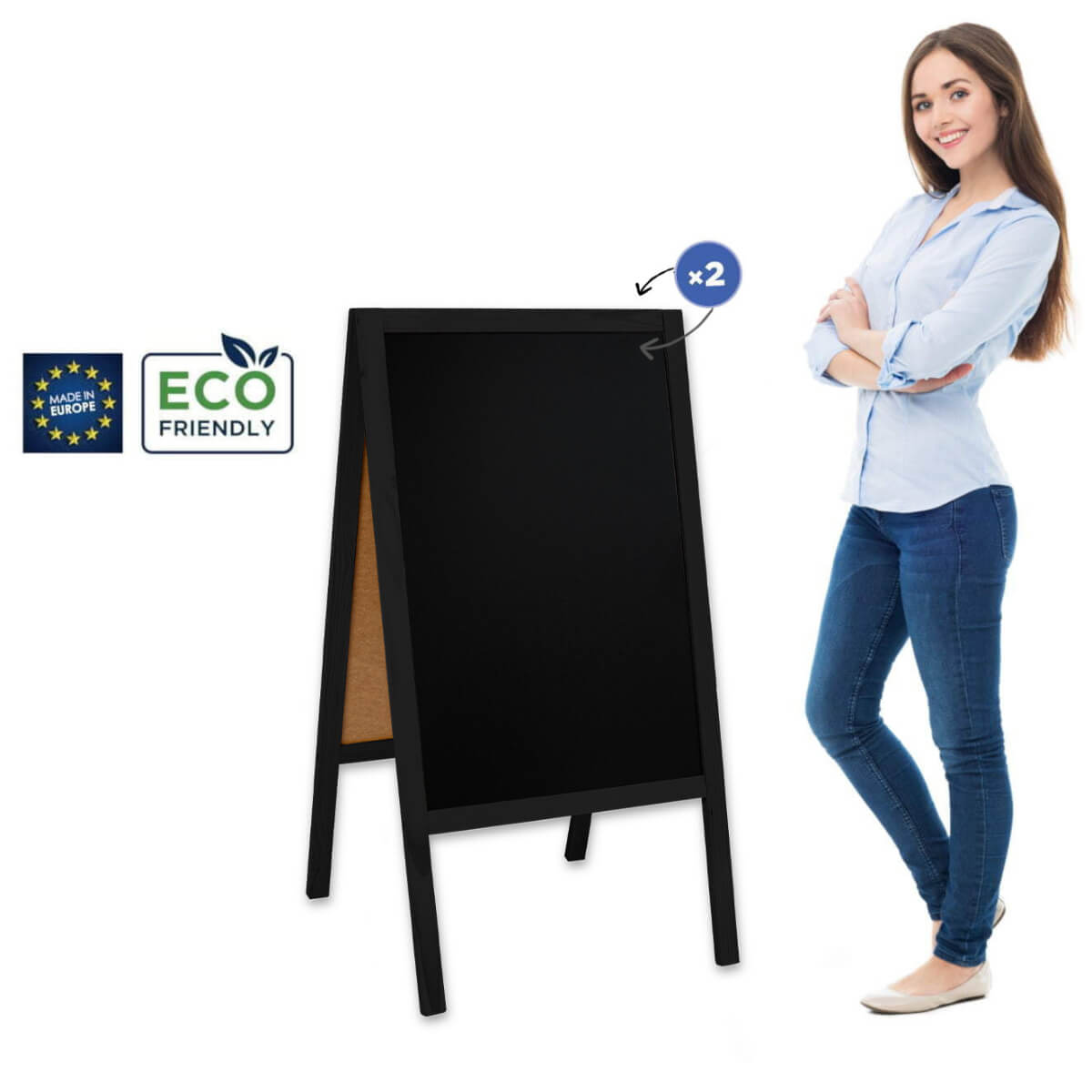 People Stopper Wood Black L (61x118cm) - de la 196.90 LEI |  PRINTCENTER - Tipar digital, offset, indoor, outdoor