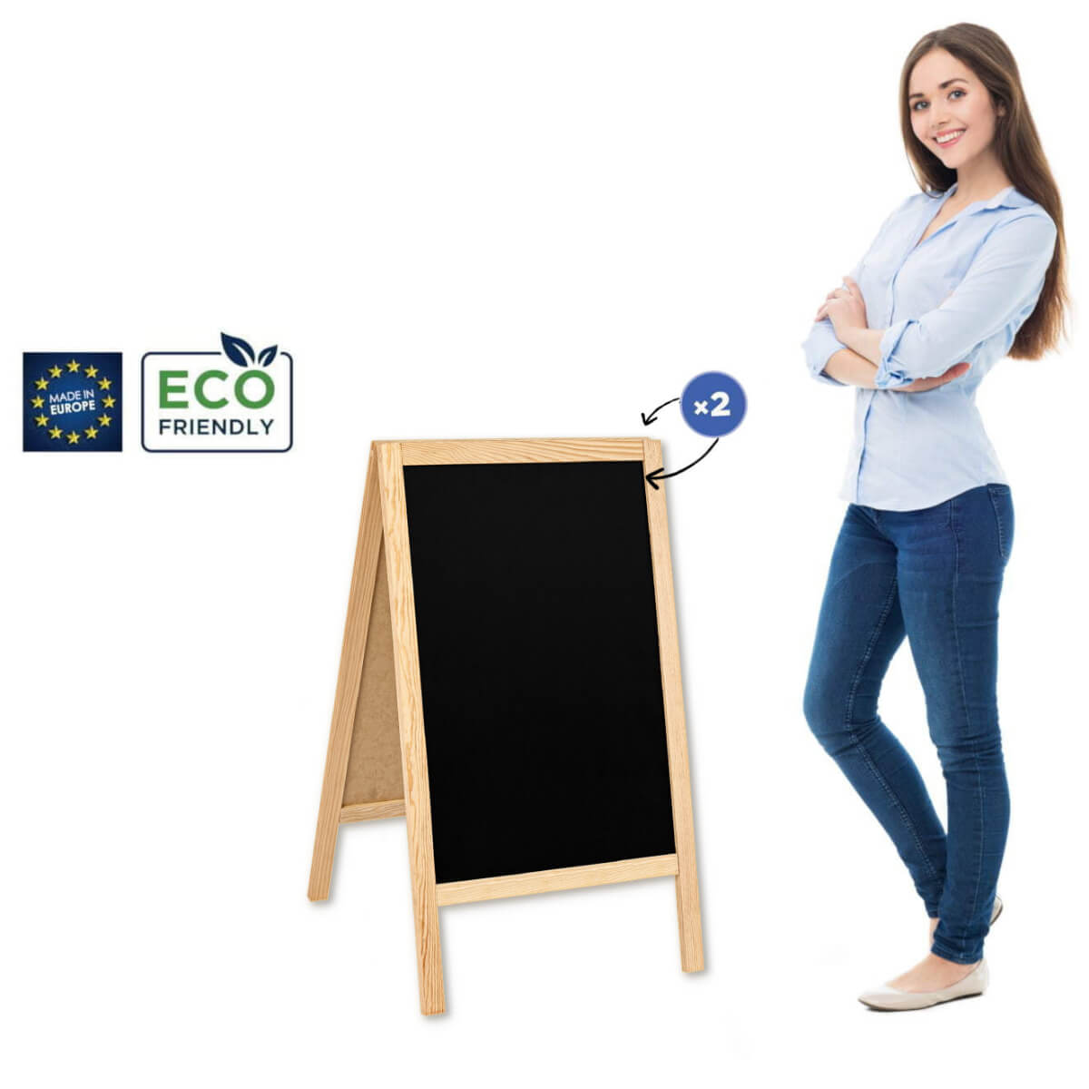 People Stopper Wood Natural S (51x90cm) - de la 94.66 LEI |  PRINTCENTER - Tipar digital, offset, indoor, outdoor