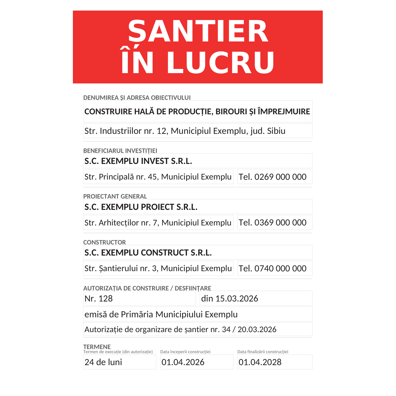 Panou de santier