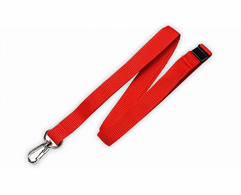 Lanyard roșu personalizabil, cu carabinieră metalică