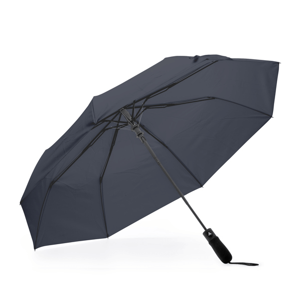 Umbrelă pliabilă bleumarin, deschisă, pentru personalizare cu logo