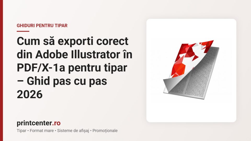 Cum să exporti corect din Adobe Illustrator în PDF/X-1a pentru tipar – Ghid pas cu pas 2026