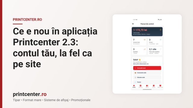 Ce e nou în aplicația Printcenter 2.3: contul tău, la fel ca pe site